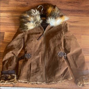 Amazing Faux Fur Genuine Leather Guess Jacket